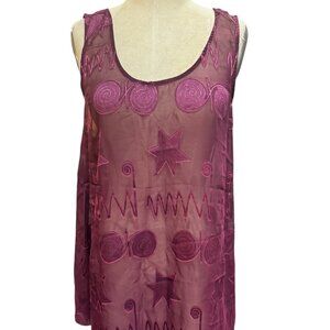 Vintage Victoria’s Secret Sheer Red Slip Lingerie Star Print Size M